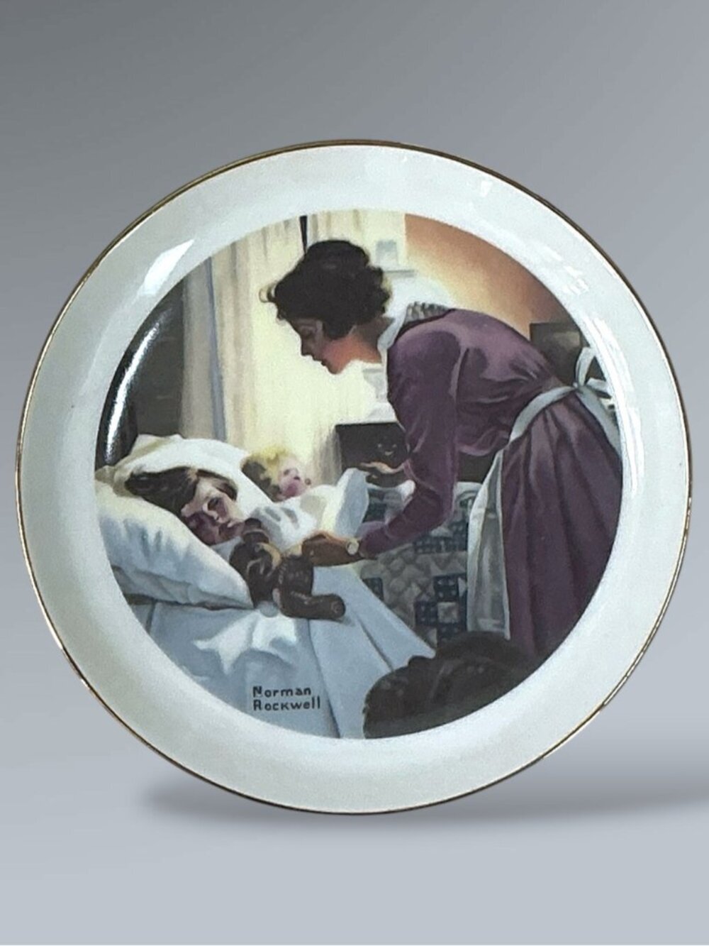 Mother’s Love Norman Rockwell Plate 1976 Vintage Porcelain Made in Japan 6.5”